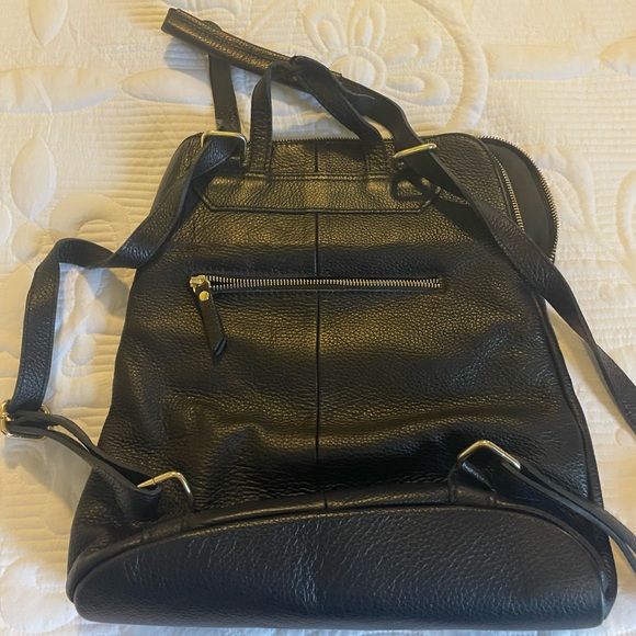 Black Leather Men's Backpack - Picture 2 of 5